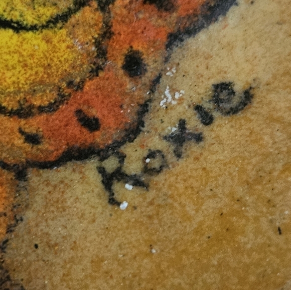 Set of 3 small mid century modern enameled studio art trinket dishes. - Picture 11 of 12